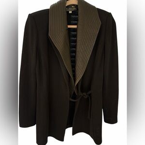 St John Collection Jacket Sweater with Leather collar size 4